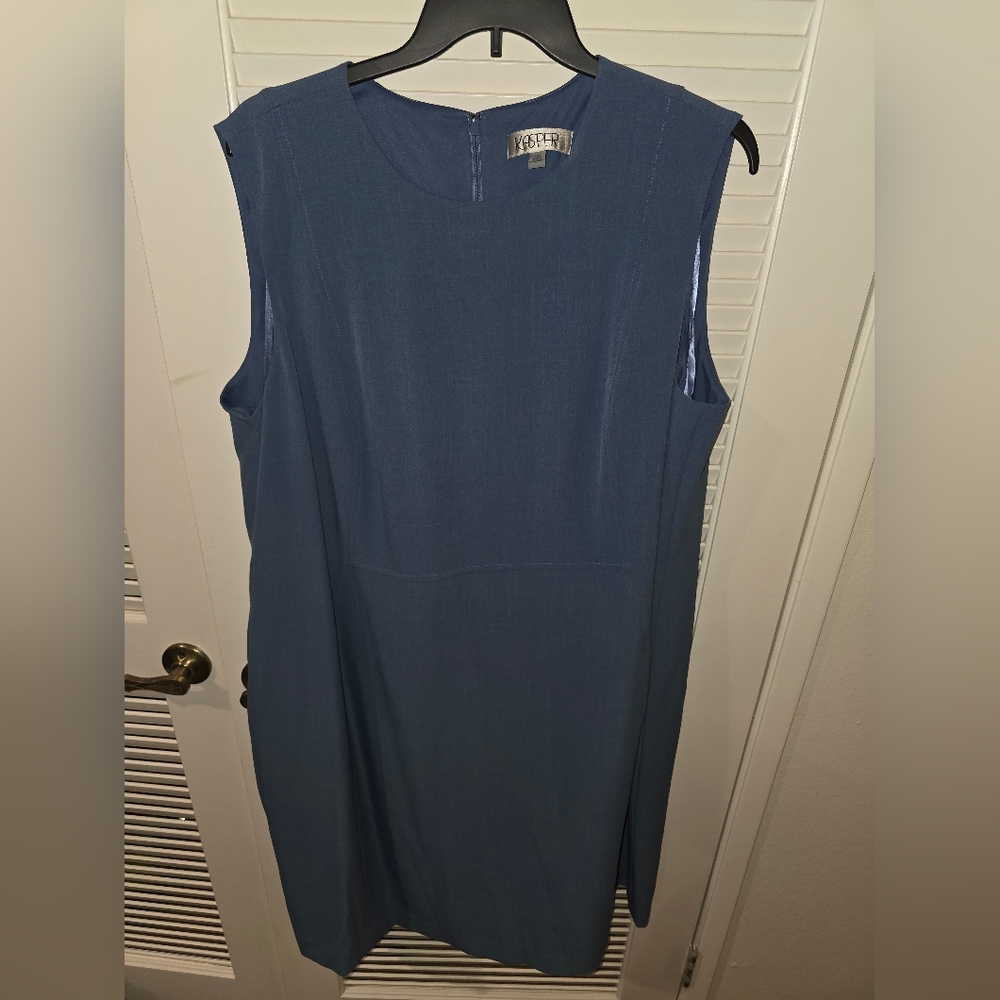 Kasper Blue Princess-Seam Sheath Dress